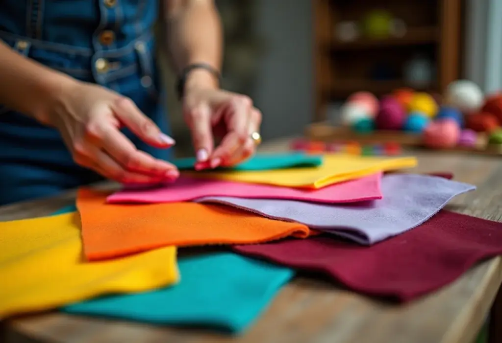 Artesanato em feltro para batizado com luz natural