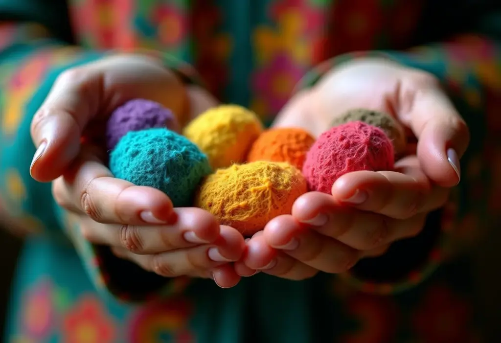 Fuxico Moderno: Ideias de artesanatos em tecidos que você precisa ver Artesãs diversas segurando fuxicos coloridos em close-up