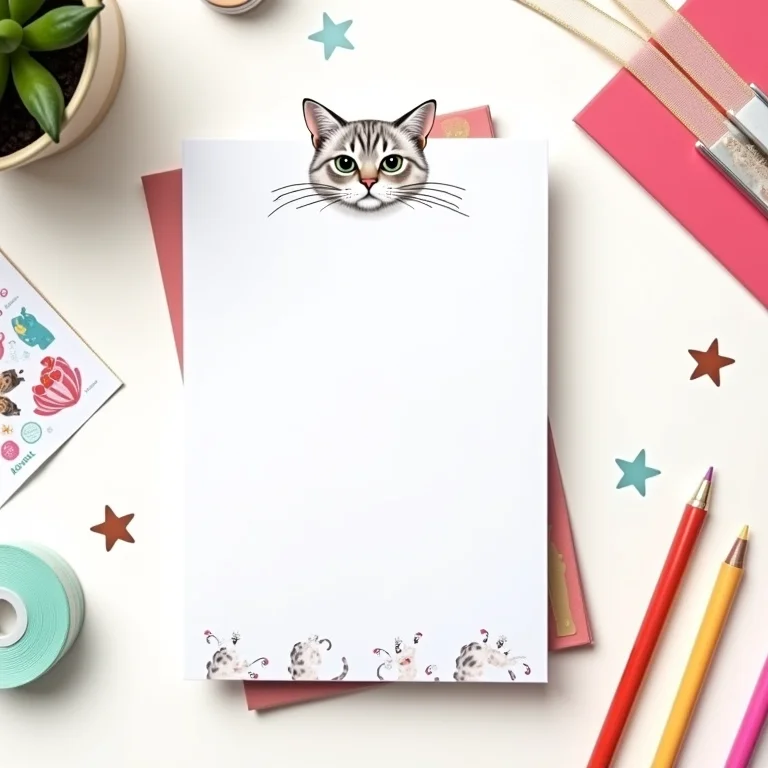 Bloquinhos de anotações personalizados com tema da Gatinha Marie para lembrancinhas