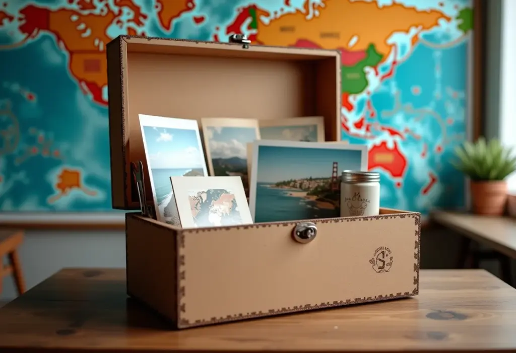 Caixa de MDF com Fotos: Guia PRÁTICO para Presentear (e Vender!) Caixa de MDF decorada com fotos de viagens antigas e lembranças