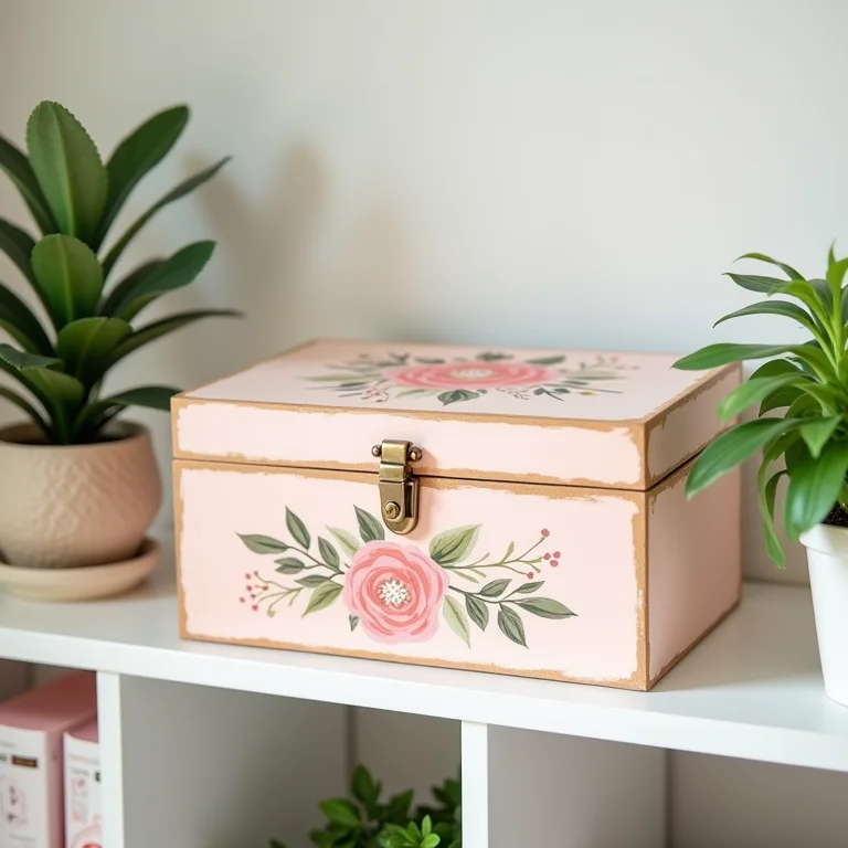 Caixa de MDF decorativa para casa com tema floral