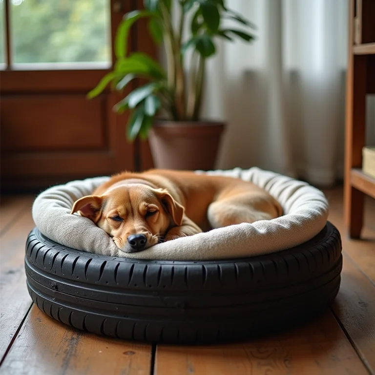Cama de pneu para cachorro com tecido confortável