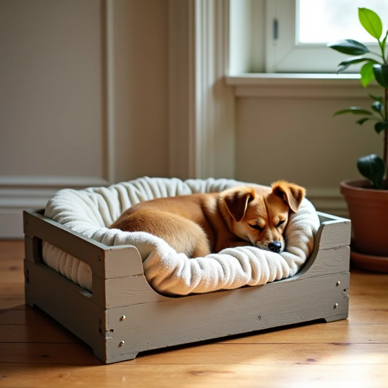 Cama para pet feita com caixa de feira reciclada