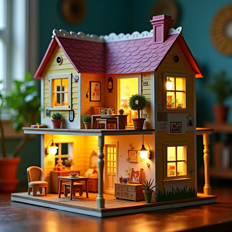 Casinha de boneca feita com caixas de leite decoradas