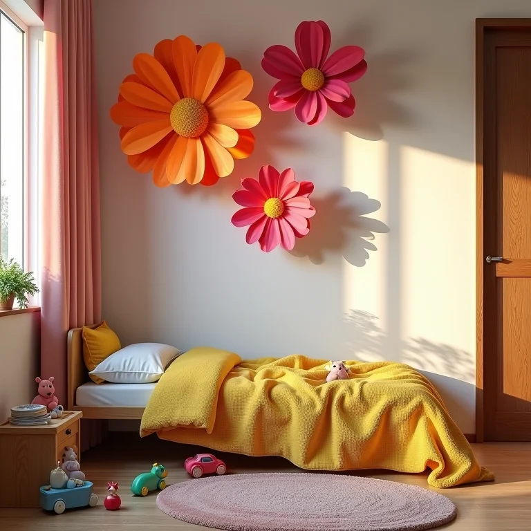 Decoração infantil com flores gigantes de EVA