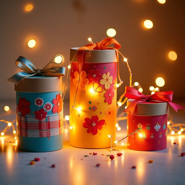 Embalagens criativas para presentes feitas com rolos de papel higiênico decorados