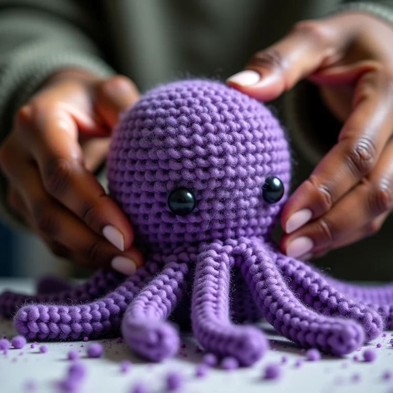 Enchimento insuficiente e irregular em amigurumi de polvo