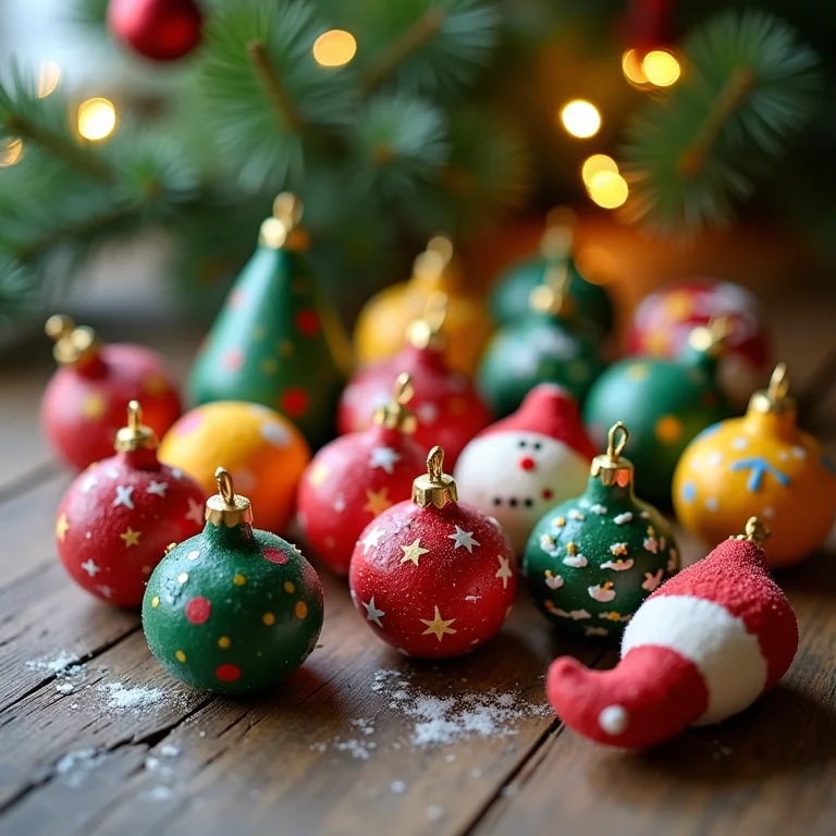 Enfeites de Natal artesanais feitos com macarrão colorido