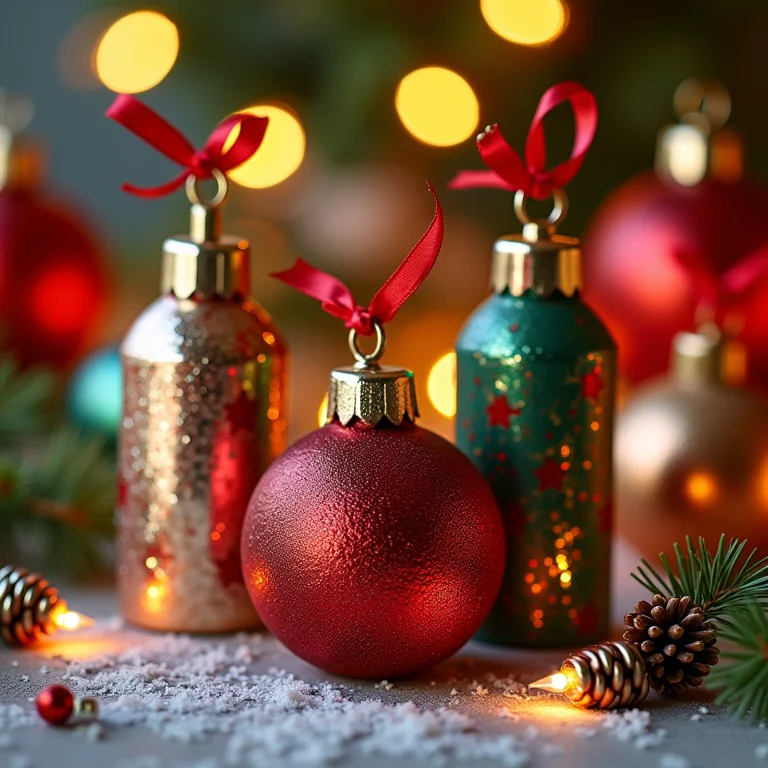 Enfeites de Natal feitos com rolos de papel higiênico pintados e decorados