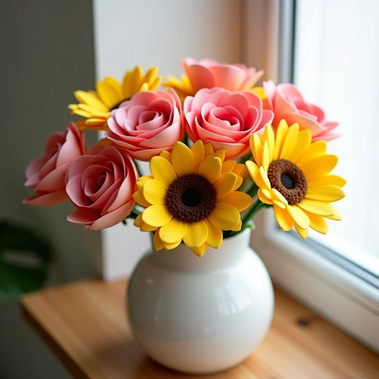 Flores de EVA em um vaso