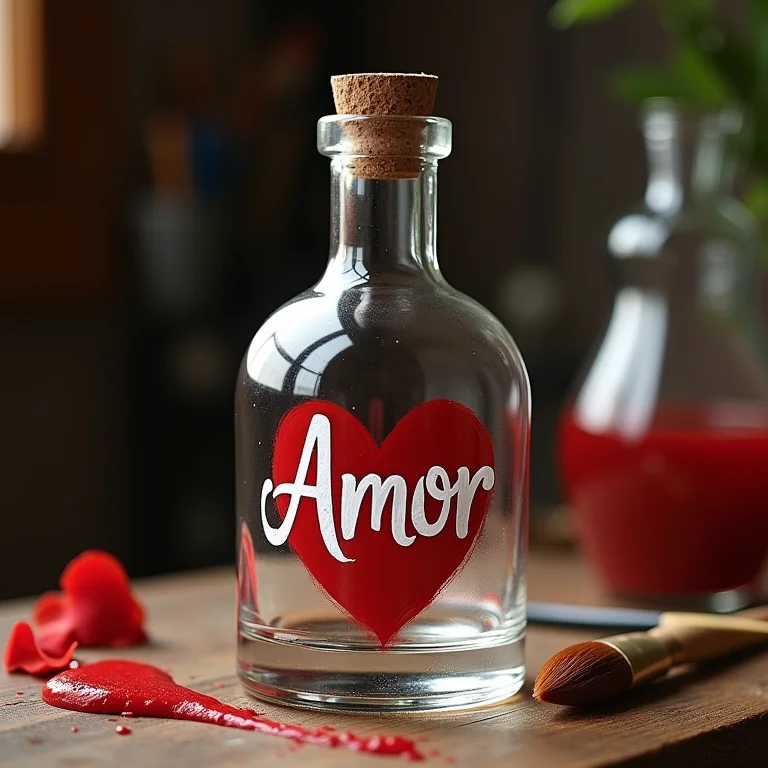 Garrafa com mensagem personalizada pintada à mão