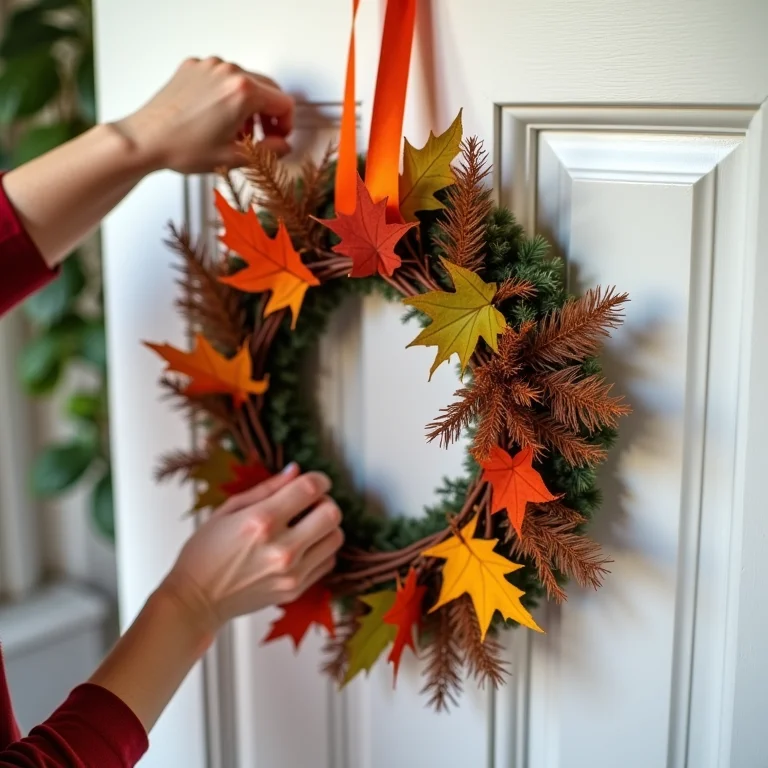 Guirlanda caindo da porta por uso de fita adesiva inadequada