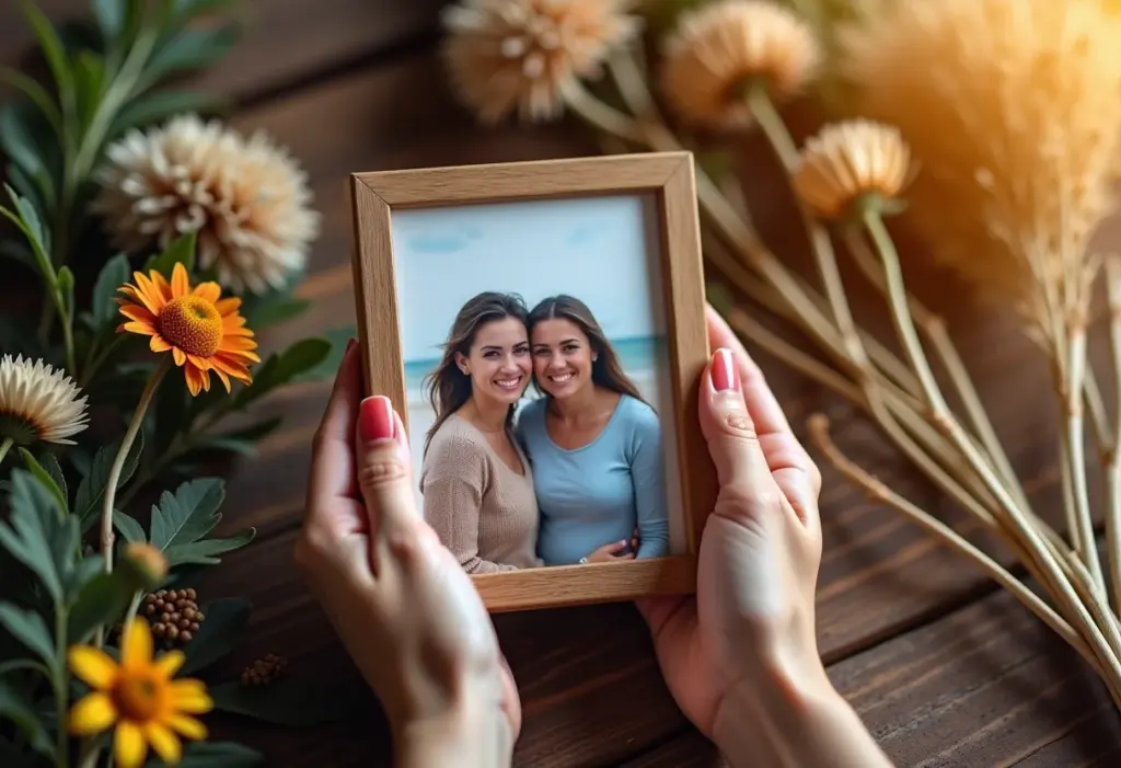 Lembrancinha de Falecimento: Ideias lindas e fáceis de fazer Homenagem delicada com foto emoldurada e flores secas