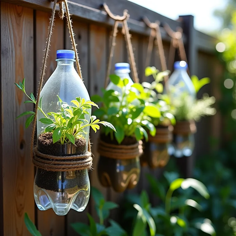 Jardim vertical com garrafas PET recicladas