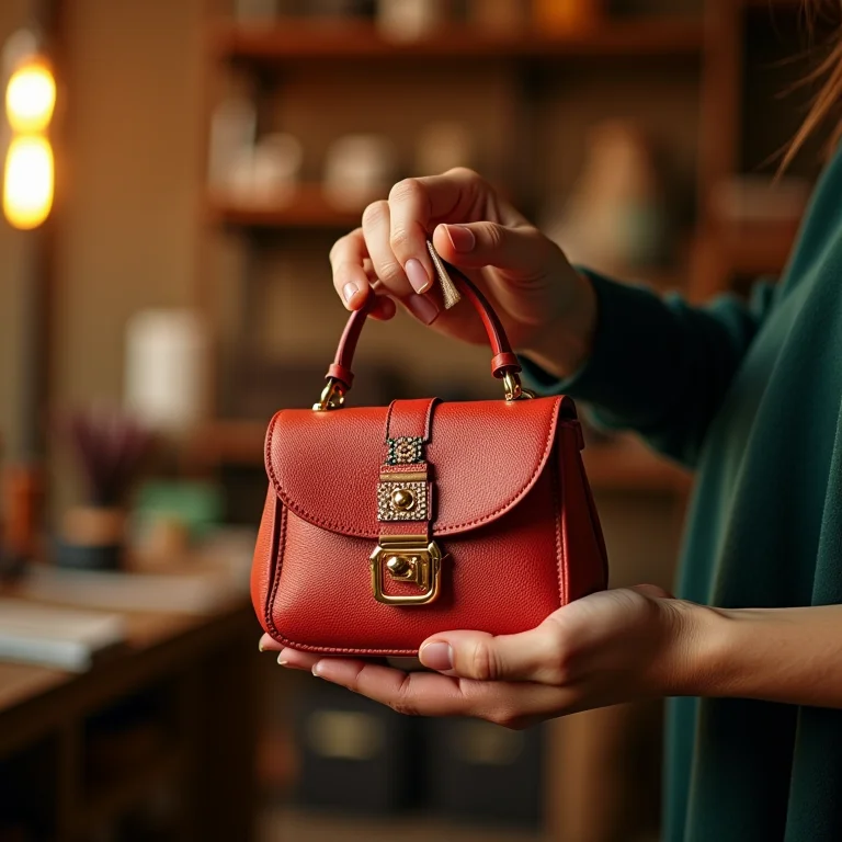 Jovem empreendedora segurando bolsa de fuxico artesanal