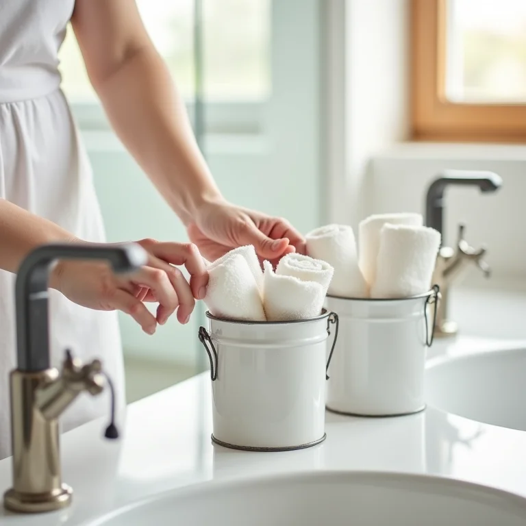 Lata de leite transformada em porta-trecos para banheiro