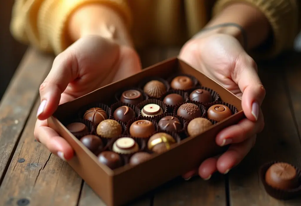Lembrancinha com chocolates em embalagem rústica