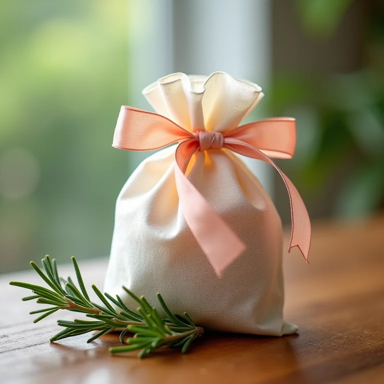 Lembrancinha embalada com fita de cetim