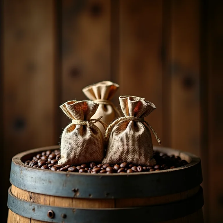 Lembrancinhas de casamento rústico: sacos de juta com grãos de café