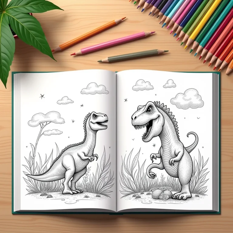 Livro de colorir com tema de dinossauros como opção de lembrancinha.