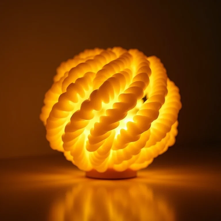 Luminária artesanal decorada com espirais de macarrão