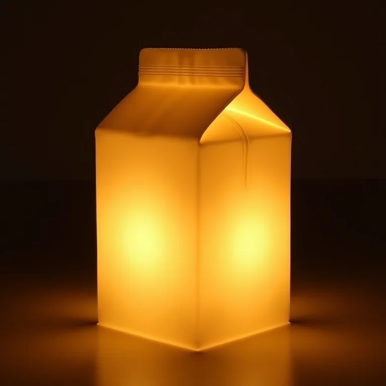 Luminária artesanal feita com embalagens de leite recicladas