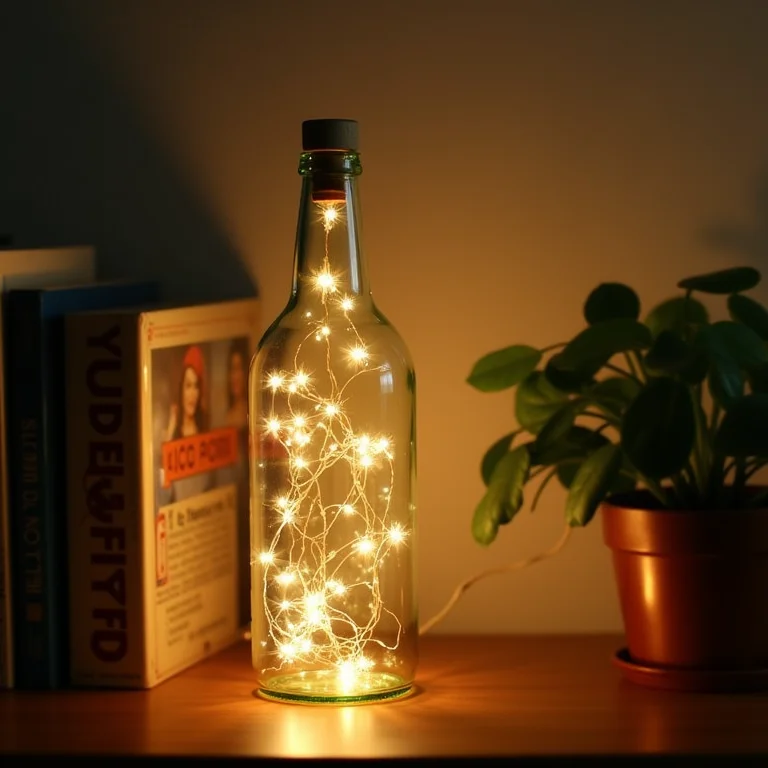 Luminária charmosa feita com garrafa de vidro reciclada