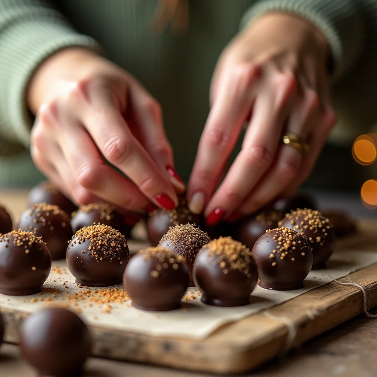 Mãos decorando bombons com glitter comestível