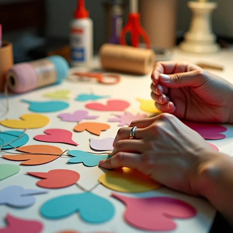 Mãos montando um banner personalizado para chá de fraldas