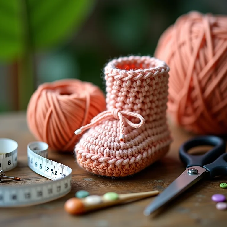Materiais essenciais para crochê: lã, tesoura, fita métrica.
