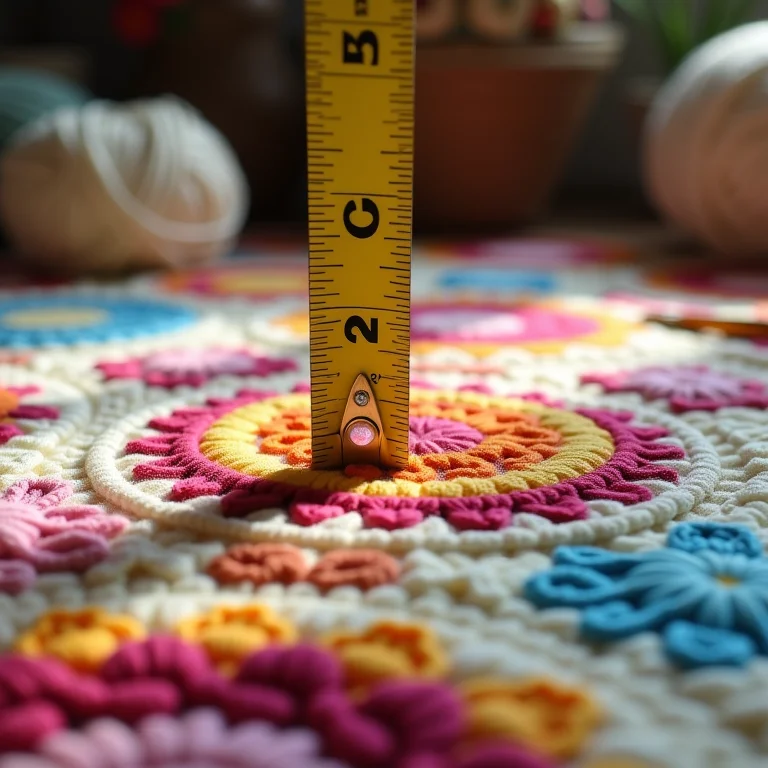 Medindo o tamanho de um tapete de crochê