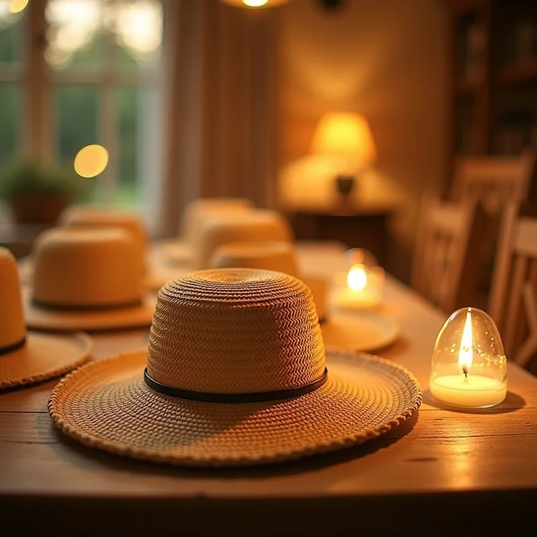 Mini chapéus de palha como lembrancinha de aniversário com tema de fazendinha