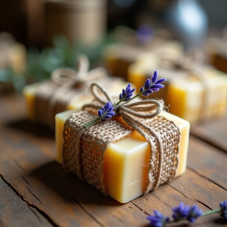 Mini sabonetes artesanais embalados em juta, lembrancinha de casamento perfumada e charmosa.