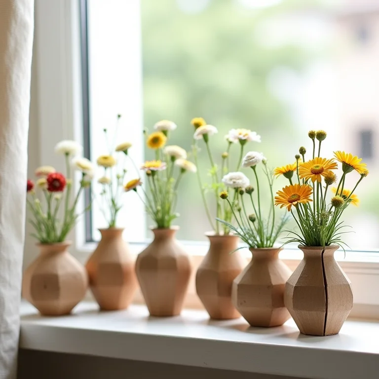 Mini vasinhos de flores de MDF para lembrancinha de casamento