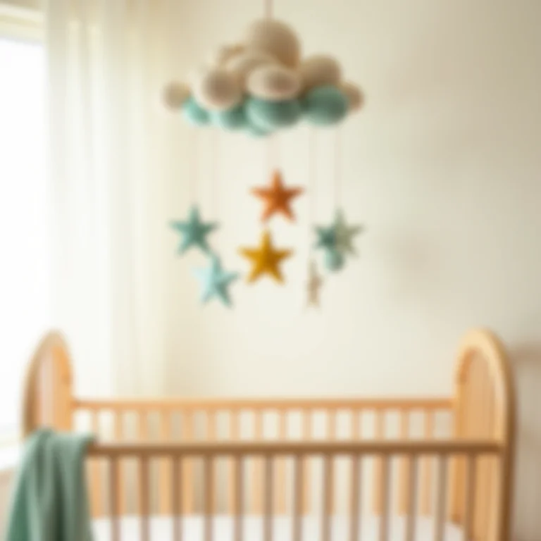 Mobile de nuvens e estrelas para chá de bebê.