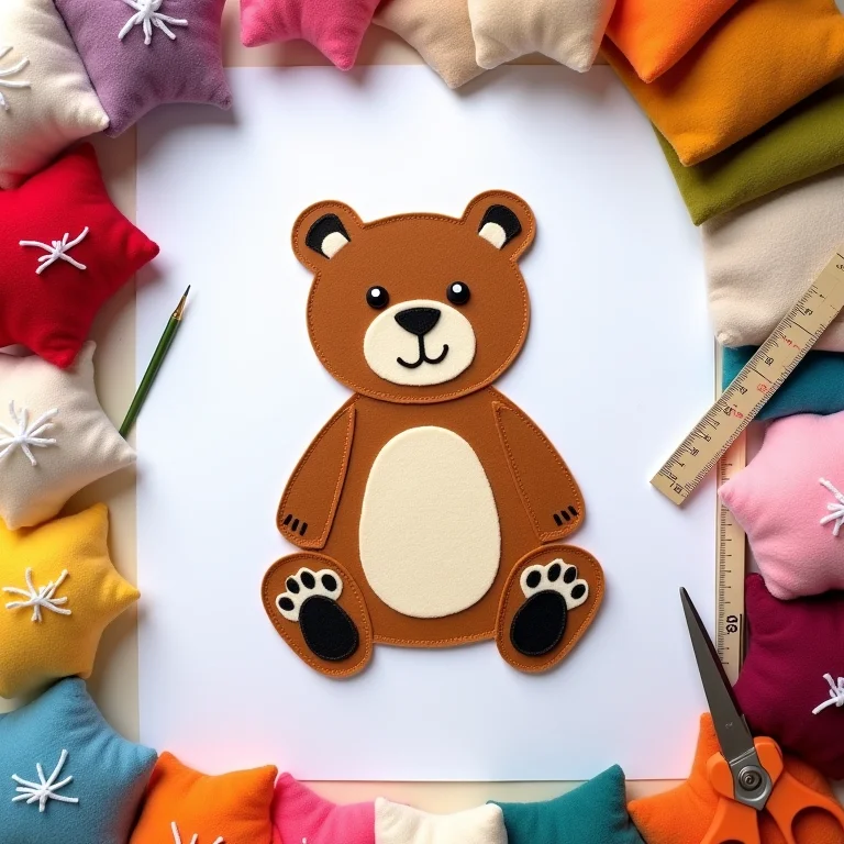 Moldes de urso de feltro em diferentes tamanhos