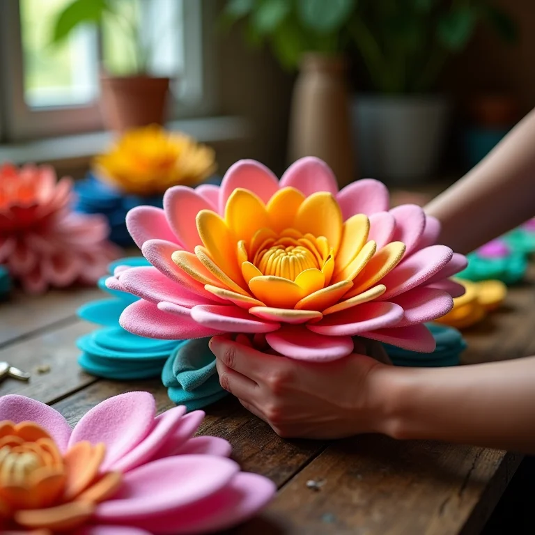 Montando uma margarida gigante de EVA