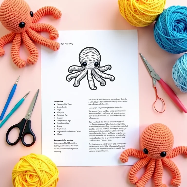 Padrão confiável de amigurumi de polvo com materiais de crochê