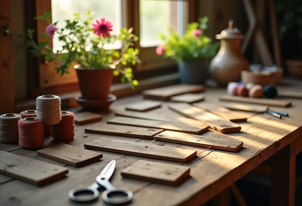 Móveis de pallet: 7 ideias LINDAS e fáceis para sua casa! Pallets de madeira rústicos em ateliê brasileiro ensolarado