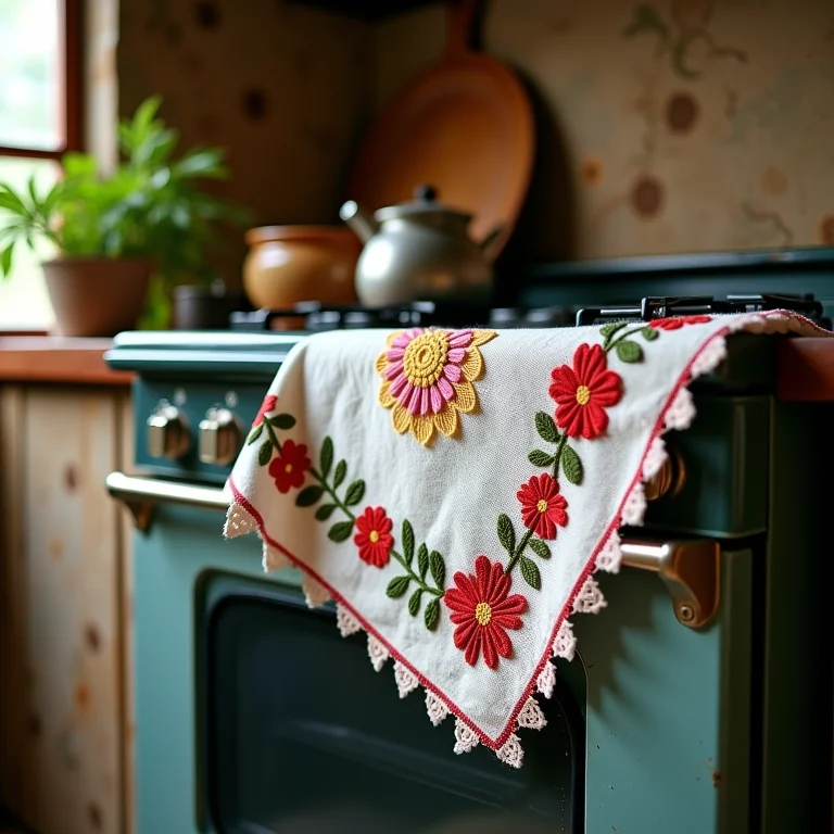 Pano de prato bordado à mão como lembrancinha útil