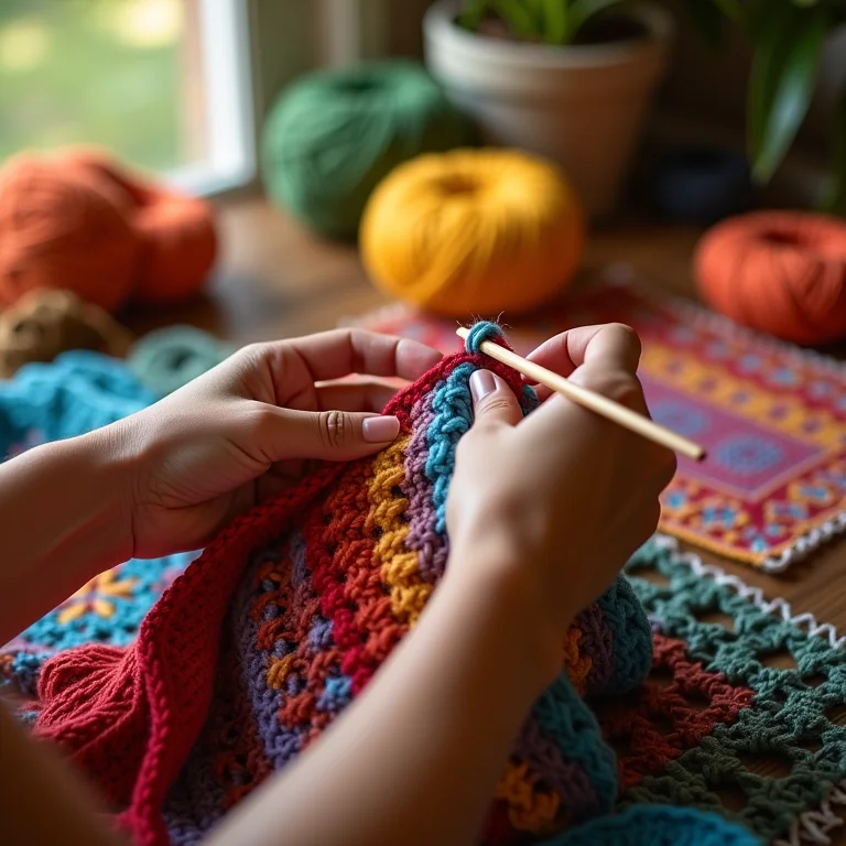 Peça de roupa sendo crochetagem com linha Charme