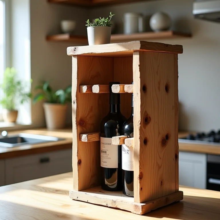 Porta vinhos de parede feito com madeira reciclada