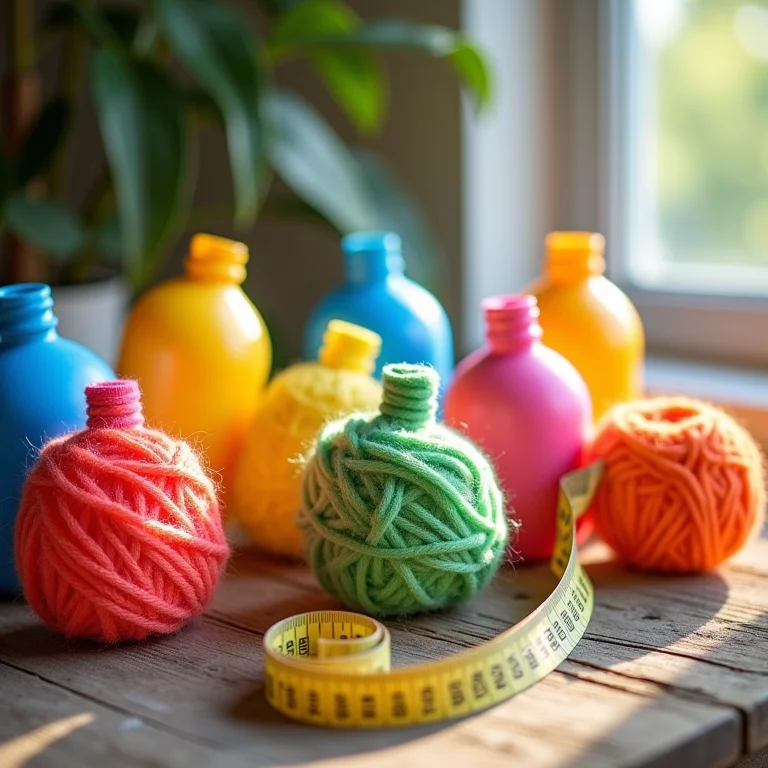 Puffs coloridos de garrafa PET em ateliê