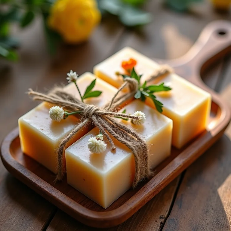 Sabonetes artesanais embalados como lembrancinha relaxante