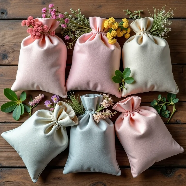 Sachês perfumados artesanais com flores secas para lembrancinha da primavera