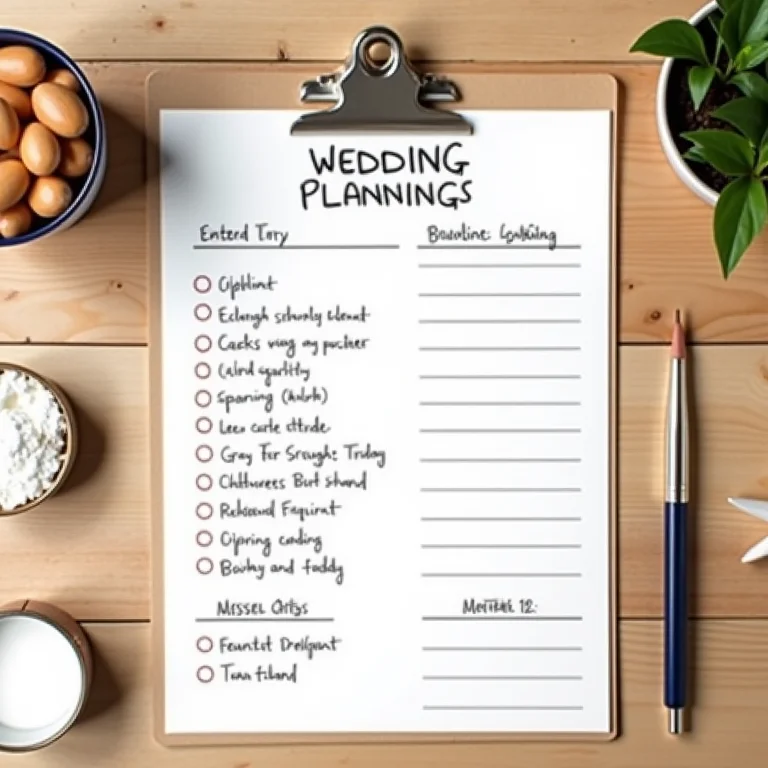 Tabela de planejamento para organizar um noivado rústico romântico