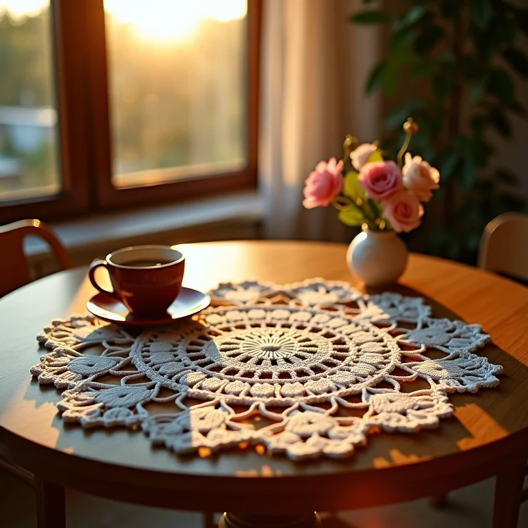 Toalhinha de crochê feita com linha Anne