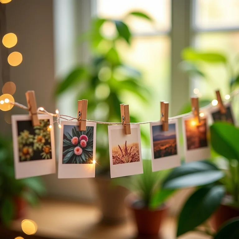 Varal de fotos charmoso em estilo polaroid