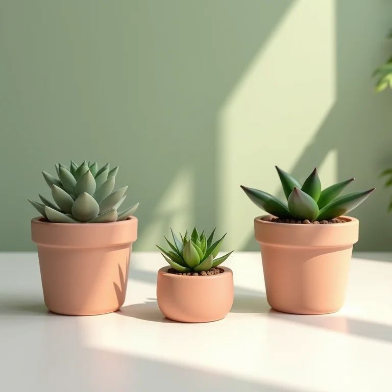 Vasinhos de suculentas feitos de gesso em mesa clara