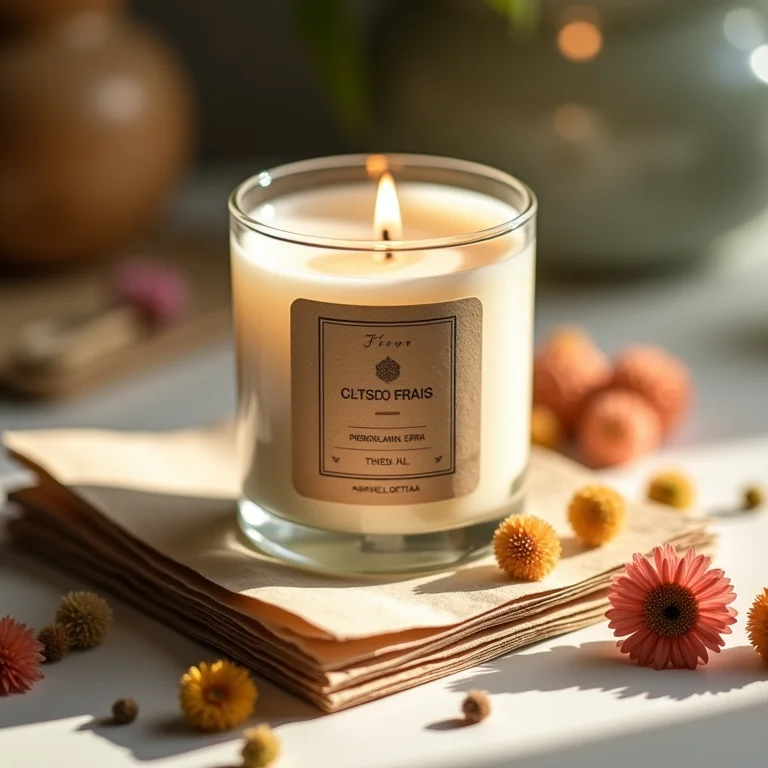 Vela aromática com rótulo personalizado para lembrancinha